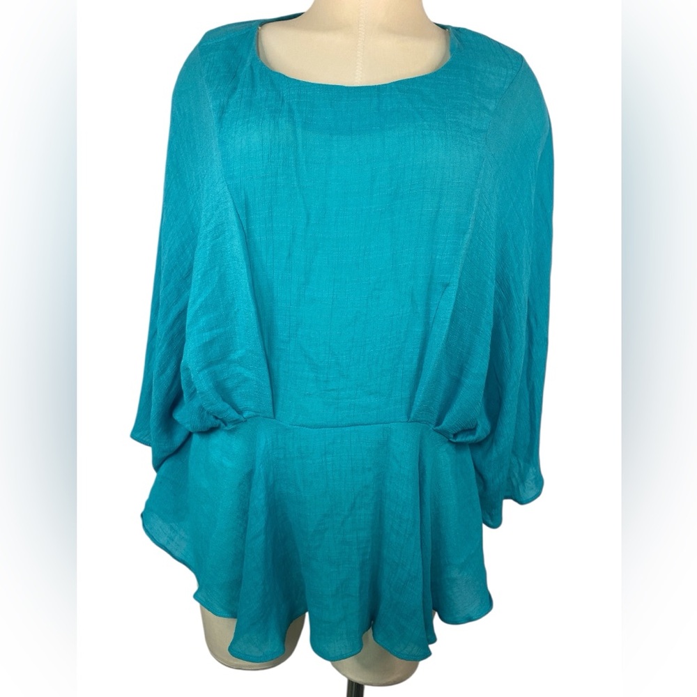 Umgee USA Teal Flowy Blouse Women’s 1XL